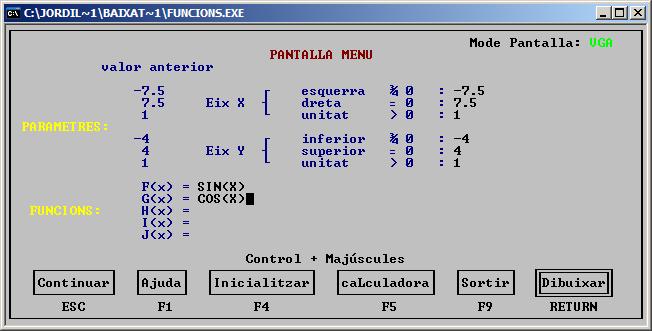 Pantalla de Funcions per a DOS