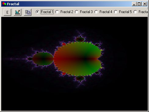 Ventana de un ejercicio Fractal Mandelbrot