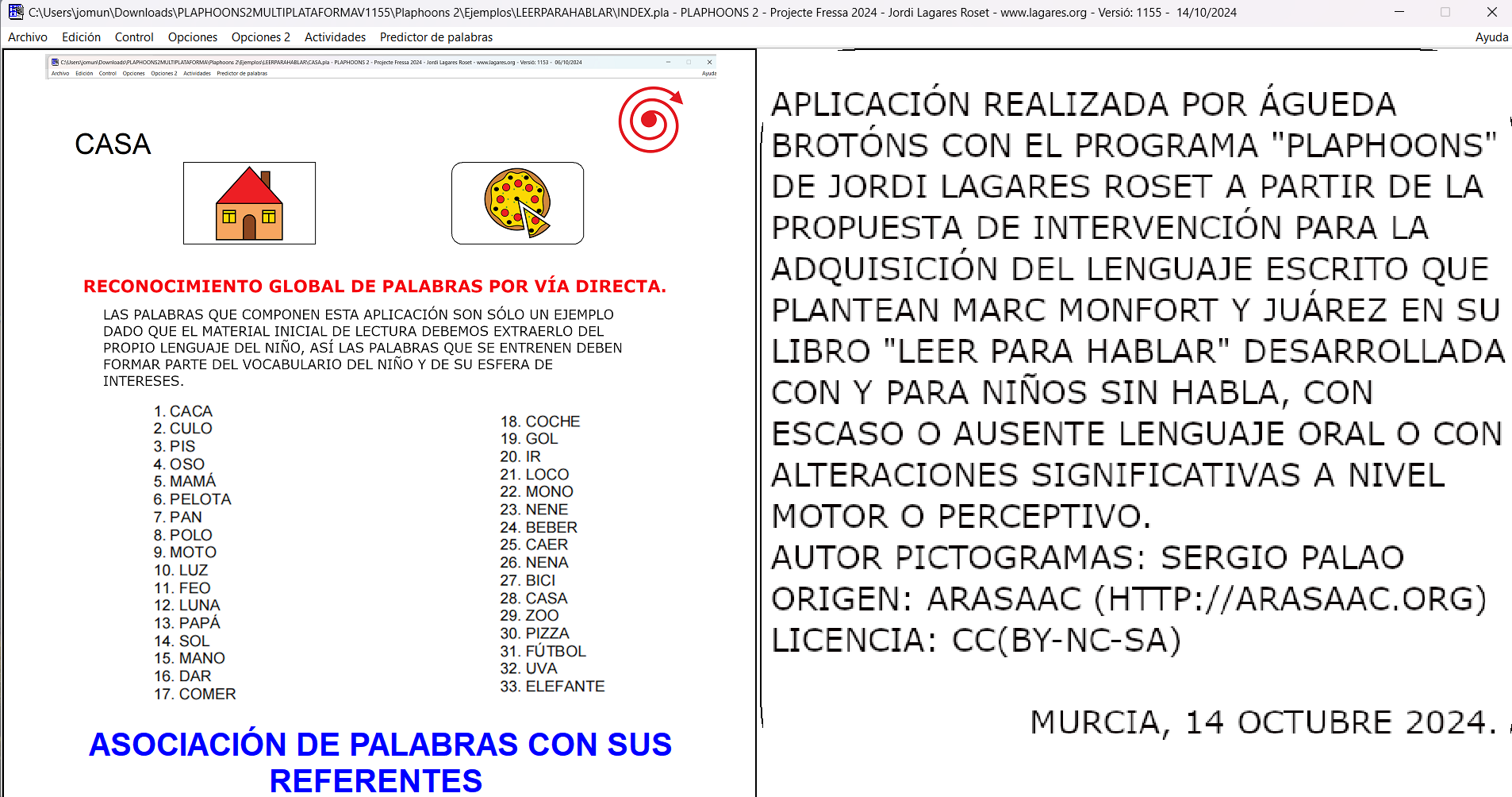 Pantalla inicial de l'activitat llegir per parlar